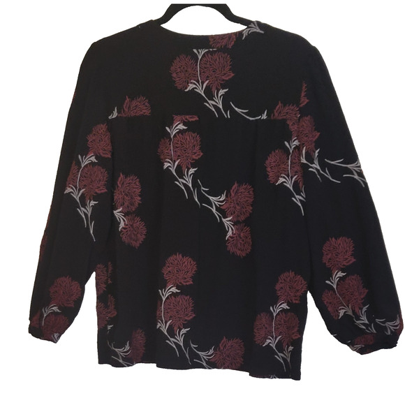 Daniel Rainn Top Blouse Womens LARGE BOHO Intricate Floral Embroidery Black - Picture 3 of 16